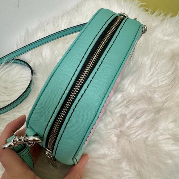 Marc Jacobs Playback Layers Logo Crossbody Purse Teal Pink 80s 90s Retro Barbie - Picture 5 of 16